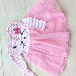 2T Long sleeve dress featuring a cat